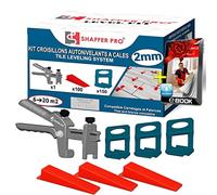 Croisillons carrelage autonivelant 2 mm | 150 clips + 100 cales réutilisables +1 Pince | système nivellement à cales | Kit niveleur carrelage|aide à la pose de carreaux pour Sols/murs |SHAFFER PRO