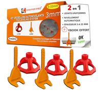 Croisillons carrelage autonivelant 3 mm | 200 clips + 100 cadrans réutilisables | 3-22 mm I Shaffer pro | compatible 20mm I système nivellement à visser | aide la pose de carreaux pour pose Sols/murs