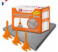 Croisillons carrelage autonivelant 3mm I SHAFFER PRO I Comptatible 20mm | 250 clips 3mm - 3-22 mm I Shaffer pro | système nivellement à visser | pose Sols/murs
