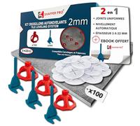 Croisillons carrelage autonivelant - Kit 100 Bagues + 100 cadrans + 200 clips 2 mm | 3-22 mm I Shaffer pro | compatible 20mm I système nivellement à visser | aide la pose de carreaux pose Sols/murs