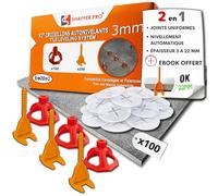 Croisillons carrelage autonivelant - Kit 100 Bagues + 100 cadrans + 200 clips 3 mm | 3-22 mm I Shaffer pro | compatible 20mm I système nivellement à visser | aide la pose de carreaux pose Sols/murs