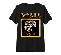 Croissant Bonjour Paris T-Shirt Haut de Gamme