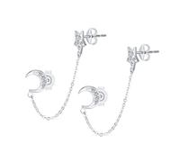 Croissant Céleste Étoiles De Lune Boucles D'Oreilles Double Perçage Pour Femmes Piercing .925 Argent Sterling