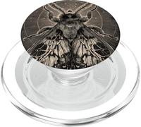Croissant de Lune Papillon Noir et Blanc céleste Gothique PopSockets PopGrip pour MagSafe