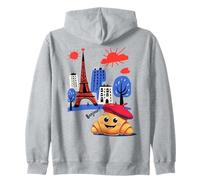 Croissant Enfant Paris France avec béret Hello en français garçon Sweat à Capuche