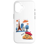 Croissant enfant Paris France avec béret Hello in French Tower Coque pour iPhone 16