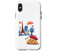 Croissant enfant Paris France avec béret Hello in French Tower Coque pour iPhone X/XS