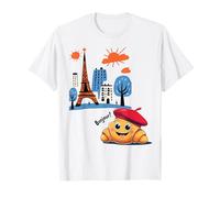 Croissant enfant Paris France avec béret Hello in French Tower T-Shirt