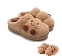 Croissant Fuzzy Slippers for Women, Cartoon Croissant Slippers, Open Back/Closed Back, Cute House Shoes Aesthetic Soft Warm Non-Slip Indoor Fluffy (A,40)