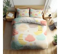 Croissant Lune Abstrait Nuages, Housse de Couette Réversible Style Cartoon Parure de Lit 240 x 260 cm, Douce Microfibre Literie 3 pièces, Housse de Couette 2 Personnes, Décor de Chambre 3Pcs
