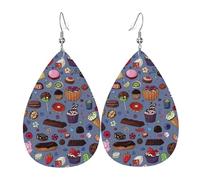 Croissant Sucré Aux Biscuits Et Gâteau Au Chocolat Et Aux Myrtilles Pendantes En Cuir Légères Boucle D'Oreille Double Face Boucles D'Oreilles Pour Quotidien Femme Fête Des Mères