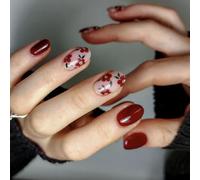 Croit Amond Acrylique Presse Sur Les Ongles Avec Floral Couvertures Complètes Stick On False For Spring And Wedding Fashion Nail Art