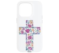 Croix Aquarelle Florale Bible catholique Coque pour iPhone 15 Pro