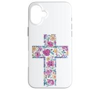 Croix Aquarelle Florale Bible catholique Coque pour iPhone 16 Plus