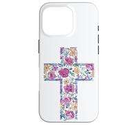 Croix Aquarelle Florale Bible catholique Coque pour iPhone 16 Pro