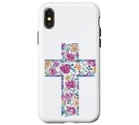Croix Aquarelle Florale Bible catholique Coque pour iPhone X/XS