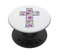 Croix Aquarelle Florale Bible catholique PopSockets PopGrip Adhésif