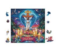 Croix avec Jésus 100 Pieces Casse-tête Adolescent en Voitureton Épais Haute Densité Difficulté Moyenne Activité ÉduChative Passe-Temps Cadeau Noël Pas Cher 28x28cm