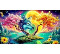 Croix céleste avec des Anges-and-Villages Puzzle 1000 Pièces pour Adultes - en Carton Recyclé pour la Décoration 75x50cm/1000pcs