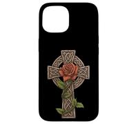 Croix Celtique avec Rose - Irish Celtic St Patrick Day Coque pour iPhone 15