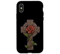 Croix Celtique avec Rose - Irish Celtic St Patrick Day Coque pour iPhone X/XS