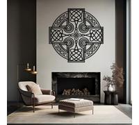 Croix Celtique en métal Noir, décoration Murale chrétienne Irlandaise, Sculpture Moderne en Forme de Croix pour Salon, Chambre, Couloir et escalier (Noir)