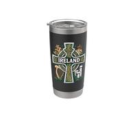 Croix celtique Irlande St Patrick Fête Vert Célébration irlandaise Gobelet isotherme en acier inoxydable double paroi