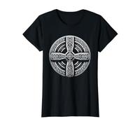 Croix Celtique T-Shirt Graphique avec Valeur, Femme, Noir, S