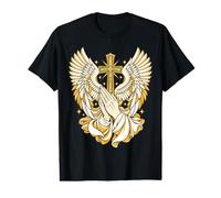 Croix chrétienne Ailes d'ange Prier Mains Foi christimas T-Shirt Graphique avec Valeur