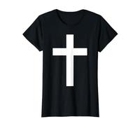Croix chrétienne Blanche Jésus Noir T-Shirt Graphique avec Valeur, Femme, Noir, L