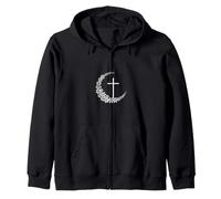 Croix chrétienne Croissant Floral Lune Foi Sweat à Capuche