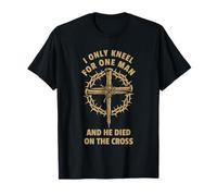 Croix chrétienne de Jésus à Genoux pour Un Seul Homme T-Shirt