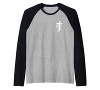 Croix chrétienne Faith Over Fear imprimé sur Le Devant et Le Dos Manche Raglan