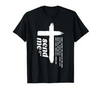 Croix chrétienne « Here am I Send me » imprimée sur Le Devant et Le Dos T-Shirt Graphique avec Valeur
