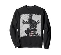 Croix chrétienne Militaire vétéran Drapeau américain Foi liberté Sweatshirt