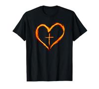 Croix chrétienne Revival Heart Flame - Be on Fire for Jesus T-Shirt Graphique avec Valeur