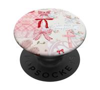 Croix chrétienne Rose et nœud en Patchwork Floral Mignon PopSockets PopGrip Adhésif