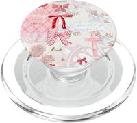Croix chrétienne Rose et nœud en Patchwork Floral Mignon PopSockets PopGrip pour MagSafe