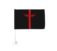 Croix chrétienne vintage de Jésus à accrocher à la fenêtre d'une voiture ou d'un camion. Décoration de protection solaire, bannière double face de 30 x 45 cm.