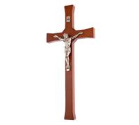 Croix classique suspendue rayée marron 42x18x1,8cm