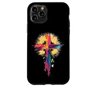 Croix colorée de Pâques Coup de Pinceau Art de Foi chrétienne Coque pour iPhone 11 Pro