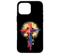 Croix colorée de Pâques Coup de Pinceau Art de Foi chrétienne Coque pour iPhone 16 Pro Max