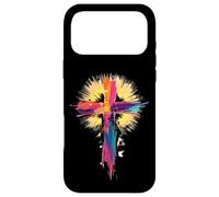 Croix colorée de Pâques Coup de Pinceau Art de Foi chrétienne Coque pour iPhone 17 Pro Max