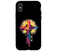Croix colorée de Pâques Coup de Pinceau Art de Foi chrétienne Coque pour iPhone X/XS