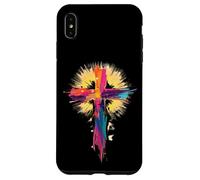 Croix colorée de Pâques Coup de Pinceau Art de Foi chrétienne Coque pour iPhone XS Max