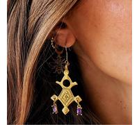 Croix d’agadez boucles d’oreilles violet