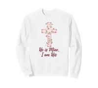 Croix d'amour avec Inscription « He is Mine I Am His Christian Faith Love » Sweatshirt