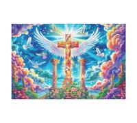 Croix dans Un Champ de Fleurs 1000 Pieces Casse-tête Adulte en Carton sans Déformation Fleurs au Coucher de Soleil sous Le Ciel étoilé Très Difficile Haute Difficulté Anti-Stress Décoration Murale Ca
