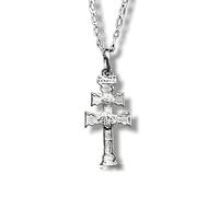 Croix de Caravaca en argent 925 - Réplique exacte - Béni en Caravaca - Collier complet unisexe - Taille universelle - Cadeau idéal - Beauté, foi et spiritualité - Avec prière de protection