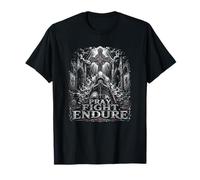 Croix de Chevalier croisé Pray Fight Endure Faith T-Shirt